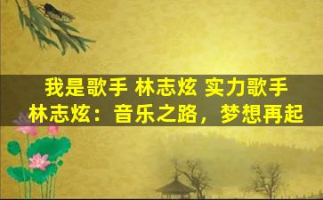 我是歌手 林志炫 实力歌手林志炫：音乐之路，梦想再起
